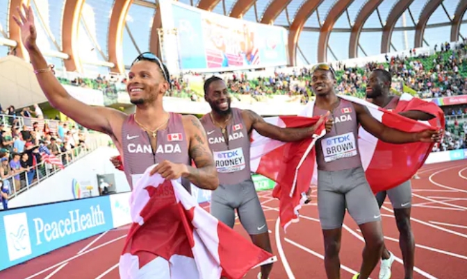 加拿大赢得世界田径锦标赛男子4x100米金牌