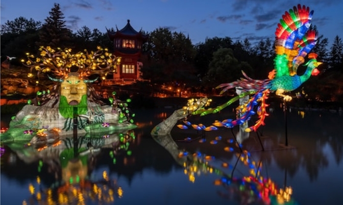 蒙特利尔植物园月亮颂灯光秀 梦湖园30周年
