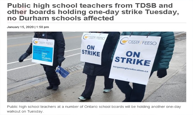 又来啦：TDSB中学下周二罢工一日